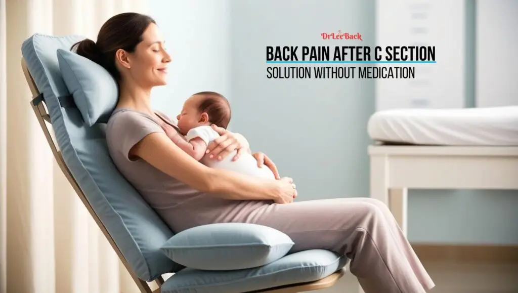 New mother sitting comfortably with baby, relieved from back pain after chiropractic care