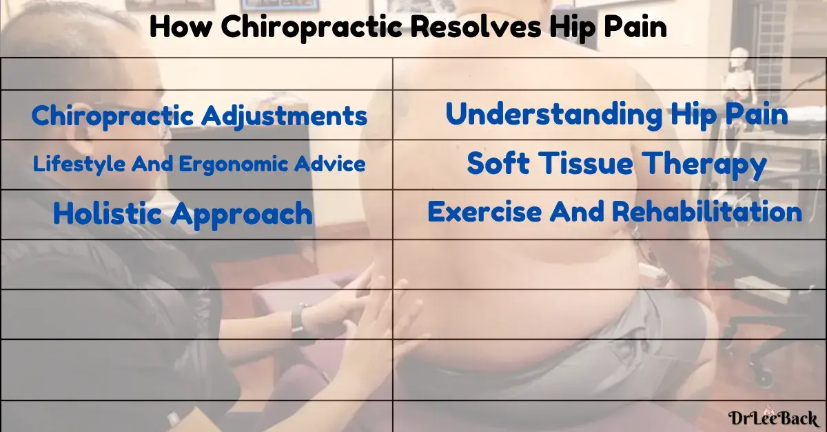 A table showing how chiropractic care resolves hip pain,