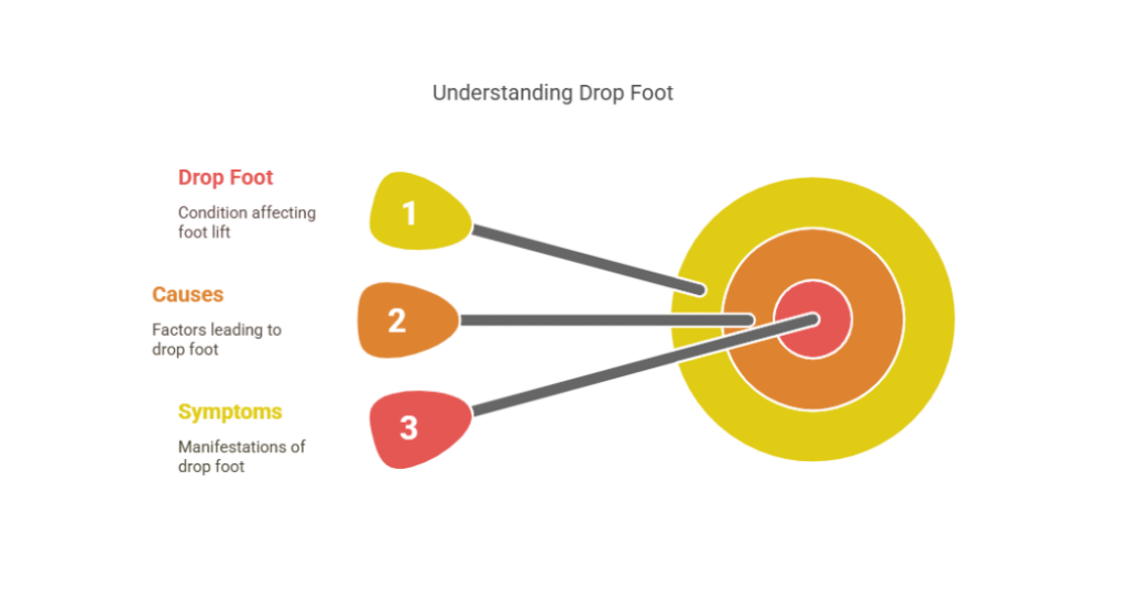 Target diagram illustrating foot problems as symptoms of deeper instability in nerves, lower back, and hips.